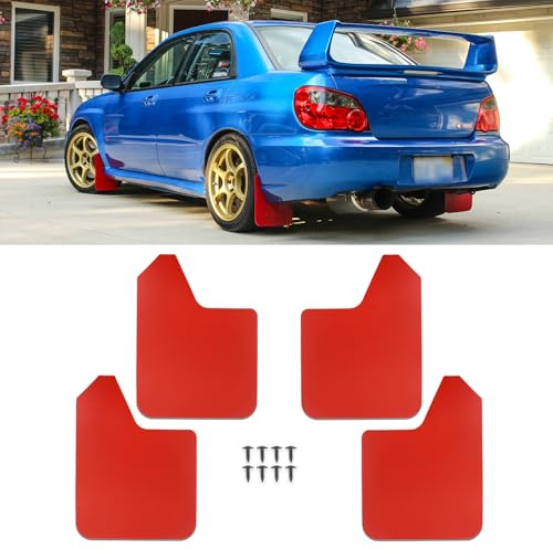 DREAMOTOR Schmutzfänger, universal, rot, Spritzschutz, flexibel und biegbar, Kotflügel, schneidbar, Autozubehör, kompatibel mit Auto, Pickup, SUV, LKW, Van, 4 Stück