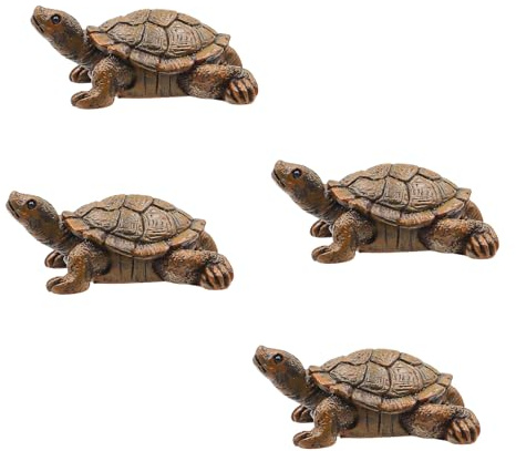 MIPIACE 4 Pièces Tortue Decoration 7x5.6 cm Statue de Tortue Figurine de Tortue Terrestre Tortué Boîte Statue Deco Jardin Exterieur pour Petits Paysages Vase Terrarium Balcon Bonsaï Décorations Jardin