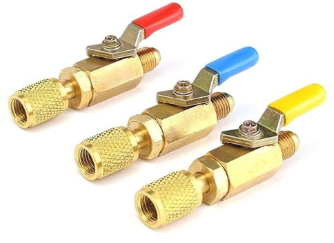 HOOLRZI 3 Stück Klimaanlagen-Kältemittelventile, Absperrventile, Messing-Reparaturteil für multifunktionale Nutzung