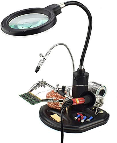 erkebspm 2,5X(6D)/4X(12D) 16 SMD LEDs Lupe Löten Helfende Hand Desktop Lupe Schweißen Reparatur Hilfs Werkzeug