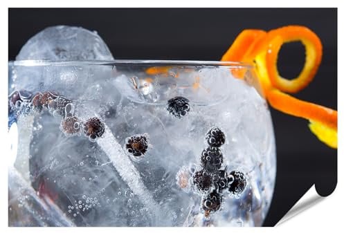 islandburner XXL Bild Poster Gin Tonic mit Eis und Orangenschale Premium Bilder Fotodruck