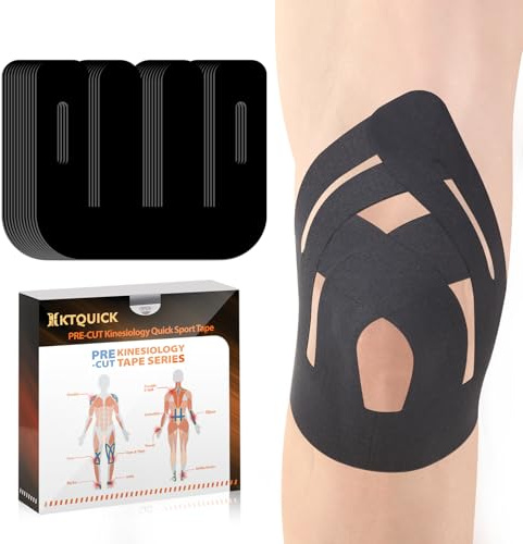 KTQUICK Vorgeschnittene Kinesiotape für Knie,20PCS,Starke Haftung&Latexfrei | Wasserfestes atmungsaktives elastisches Sporttape, verhindert Muskelzerrungen bei Laufen, Gym und Outdoor-Aktivitäten