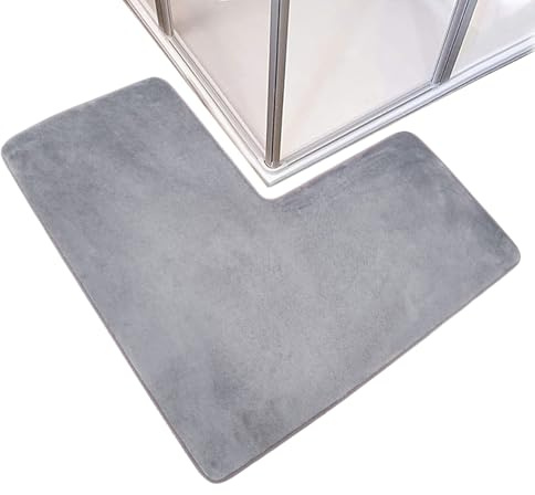 L -Form -Badezimmerteppich - 80 X 80 Cm Gemütliche Matte, Korallenfleece | Schneller Trockener Teppich, Nicht -Schlupf -Rücken Mit Feuchtigkeitskontrolle | Funktionaler Bodenakzent Für Küchentür Spüle