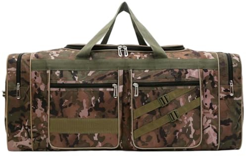 OuLi Store Faltbare Reisetasche für Herren & Damen, 85L Camouflage Groß Weekender Übernachtungstasche, wasserdichte Handgepäck Tasche/Sporttasche (Camouflage-A)