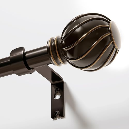 Gormena Gardinenstange Braun 80-292cm Metall Ausziehbar Vintage Stil | Ø22mm Lang Vorhangstange Kaum Durchbiegbar 15KG Stabil Curtain Rod Für Schlafzimmer Wohnzimmer Badezimmer Oder Esszimmer