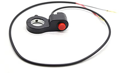 Wakects Interrupteur de Klaxon, Noir avec Bouton Rouge, Fonction Marche/arrêt, Guidon de Moto 7/8-parfait pour les VTT et les Vélos