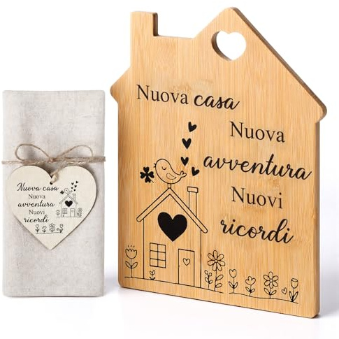 Geiserailie Regali per Casa Nuova Tagliere Legno Tovaglioli di Stoffa Ornamento Cuore Regalo per Inaugurazione Casa Appartamento per Amici Coppia Colleghi Famiglia