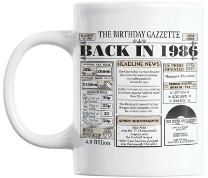 Gift Island 40th Birthday Gifts Mug for Women & Men | Born in 1986 Birthday Gifts & 40th Mug | Gift for Son & Daughter, Cousin, Friends & Neighbour | Gift for Forty Years Old | 11oz Coffe (1986)