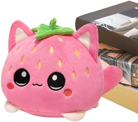 Qooplu Peluche de Gato | Muñeca Figura de Gatito Fresa - Peluche De Fresa - para Niños Niñas Adultos Amantes de Mascotas Cumpleaños Pascua Decoración
