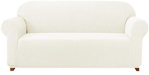 subrtex 1 Stück Sofabezug aus Polyester, elastisch, Sitzbezug, Sofabezug für zu Hause (2-Sitzer, Cream)