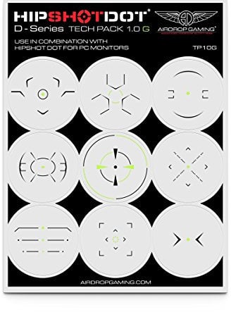 HipShotDot D-Series Tech Pack – wiederverwendbare, transparente Aim Sight Assist TV-Aufkleber – Gaming TV oder Monitor Aufkleber für FPS Videospiele kompatibel mit PC, Xbox und Playstation (1.0 grün)