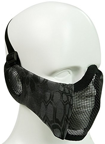 XUE Airsoft Faltbare Halbe Maske Mesh Gesichtsmaske Mundschutz mit Gehörschutz Taktische Paintball Schutz Masken Camo für Softair Jagd Halloween (10 Farbe)
