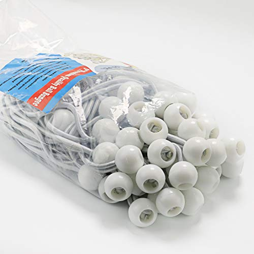 Wellmax 9 inch 50 Piece Heavy Duty 5mm Ball Bungee Canopy Cord by , White Color