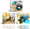 Piy Painting 3X Impression Contemporain sur Toile Spa Yoga Peinture en Bleu Bougie Pierre de médecine Tableaux Home Déco, Impermeable, Prête à Poser, Mur Art pour Cuisine Salle Bain 30x30cm