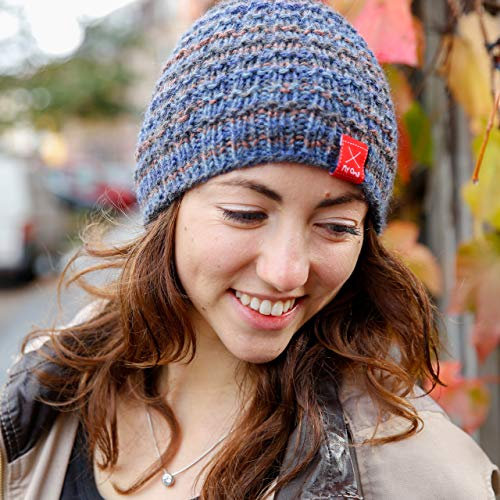 Stricken Set -DIY Set Mütze Colorful- Mütze Stricken Set Blau-Mix – 1 Knäuel Merino Mix Big Color Merinowolle + GRATIS Label – Strickset Mütze – Strick Sets von Myoma
