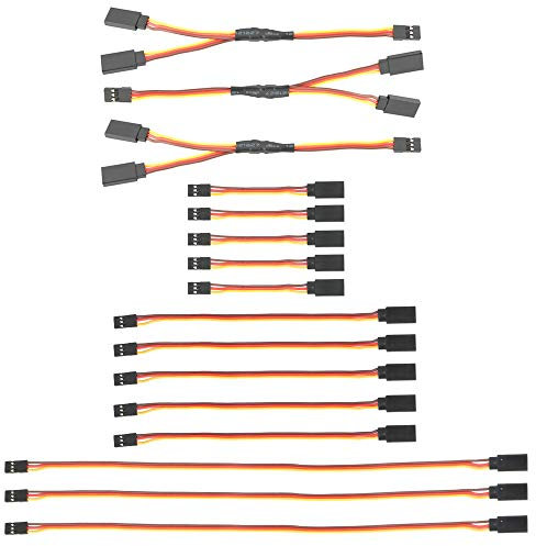 GTIWUNG 16PCS RC Servo Verlängerungskabel, 5X3 JR Servoverlängerung,5X6 Servokabel,3X12 Servo Extension Cable,3X6 Servo Y Kabel 1 auf 2 Y Kabel 3 Pin Kabel JR Stecker Verlängerung 22AWG 60 Kerne
