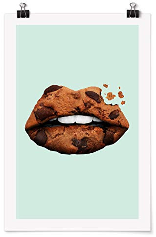 Bilderwelten Poster Galerieprint Wandbild - Jonas Loose - Lippen mit Keks - Matt 75 x 50cm
