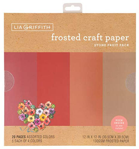 Lia Griffith PLG41104 Satiniertes Bastelpapier, Steinfrucht Farbpackung, 12 x 12, 20 stück