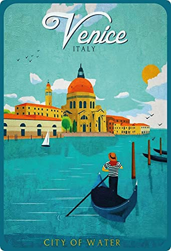 Blechschild 20x30cm gewölbt Reise Plakat Venice Venedig Deko Geschenk Schild