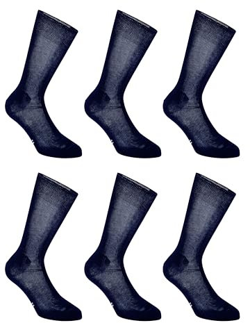 LANCETTI - 6 Paia di Calze Classiche Eleganti per Uomo in Pregiato Cotone Filo di Scozia, Blu Notte, 45-46