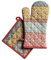 Maison d' Hermine Provence Ensemble de Gants de Four de (19cm x 33cm) et maniques de (20cm x 20cm), 100% Coton, pour Barbecue, Cuisson, Four, Micro-Ondes, grillades, Printemps/été, Pâques