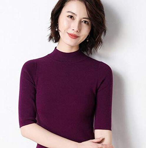 Corta Estiva Dolcevita in Cashmere da Donna A Maniche Corte Pullover Lavorato A Maglia Tee Base T Maglione in Lana E Cashmere Plus Size Maglione Donna XXL Viola