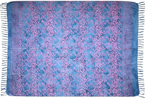 Wogeka Sarong – Blickdichtes luftiges Strandtuch in Blau Lila für Damen & Herren als Pareo Wickelrock Cover Up Strandkleid Wrap für den Strand 81