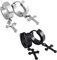 Zeayebsr 2 paires Acier Inoxydable Clou d'oreille, Boucles d’Oreilles avec Croix pour Femme Homme Argent Noir Boucles d’Oreilles Piercing en Acier Inoxydable Style Simple Classique