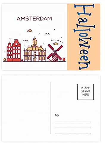 Amsterdam Flaches Landmark Art Deco Fashion Halloween Postkarten-Set Dankeskarte Postkarte Postkarte Seite 20 Stück
