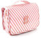 PATILWON Trousse de toilette à suspendre pour femme – Trousse de toilette pliable pour cosmétiques, trousse de toilette étanche pour femmes filles et enfants, rose rayé, Trousse de toilette