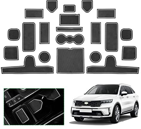 GAFAT Ki-a Sorento 2021-2024 2025 Antirutschmatten, Sorento MQ4 2023 Gummimatten für Mittelkonsole, Aufbewahrungsbox, Organizer, Handschuhfach, Türnaht, Sorento Zubehör (Weiß)