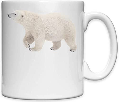 Taza de cerámica blanca con oso polar, talla única, color blanco