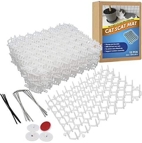 Ley's Cat Deterrent Mat, Indoor Scat Mat for Cats, Pet Repellent Barrier with Spikes, Cat Scratch Deterrent for Furniture 12 Pack/Set