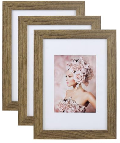 IDEAL TREND 3er Pack Holz Bilderrahmen Foto Plexi Rahmen Acryl Collage Wanddeko Poster S215: Farbe: Eiche | Format: 30x45