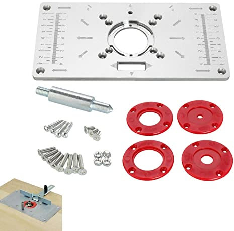 Router Table Insert Plate, Aluminium Router Table Insert Plate Table For Woodworking, Benches Router Plate Wood Tools Milling Trimming Machine With Rings For Woodworking