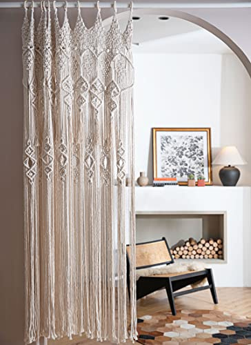 koyoyo Macrame Doorway Curtain Large Wall Hanging Tassels Room Divider for Closet Boho Window for Wedding Backdrops Art Decor Backyard Beige Betsy