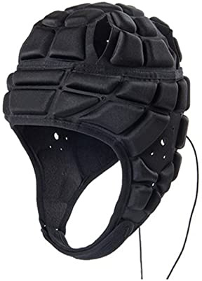 Soft Shell Rugby 7v7 Football Helmet Foam Padded Scrum Cap Headgear Autism Safety Bump Hat Head Support Protector Adjustable Flag Football Soccer Goalie Helmet for Youth Kids Adults