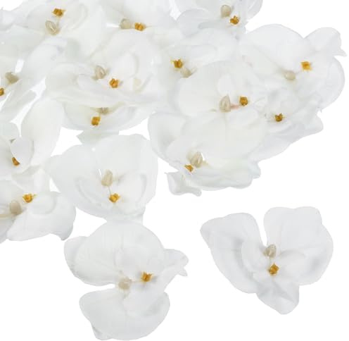 PATIKIL 20Pack 2.8 Künstliche Orchidee Blumenköpfe Seide Falsche Pure Weiß