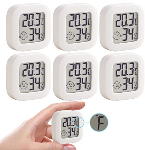 nuyikaso 6 pièces Thermomètre Hygromètre Interieur Mini LCD Digital Mural Conversion ℃/°F Remise à zéro pour Maison Bureau Chambre de Bébé Vestiaire
