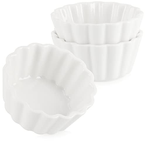 com-four® 3-teiliges Servierset - kleine, weiße Servierschälchen - grob gerippte Keramikschälchen für Vor- und Nachspeisen - Amuse-Gueule-Set