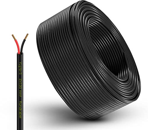 Fahrzeugleitung Anhängerkabel Rund oder Flach Kabel rot/schwarz 2X 0,75 1,0 1,5 mm² 2-adrig 6-24 Volt KFZ Auto (Rundkabel 1,0 mm², 50 Meter)