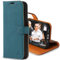 Snakehive Etui Coque Portefeuille pour iPhone 15 Pro | Cuir Véritable Porte Cartes, Anti Choc, Housse Aimantée, Stand Fonction Support | Modèle Vintage - en Bleu Sarcelle