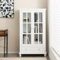 COSTWAY Bibliothèque Vitrine 2 Portes et 1 Tiroir, Meuble Vitrine Verre avec Étagère Réglable, Kits Anti-Basculement Inclus, Vitrine Salon, Blanc