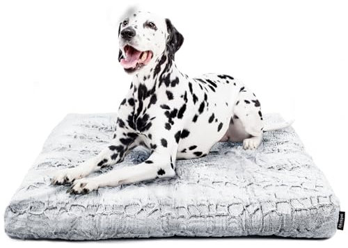 blunique Deluxe-Hundekäfig-Bett für große Hunde, waschbare Plüsch-Hundekäfigunterlage für Hundekäfige, dicke Upgrade-Hundehütte, große, flauschige Haustier-Schlafmatte, 106,7 x 71,1 x 10,2 cm, Grau