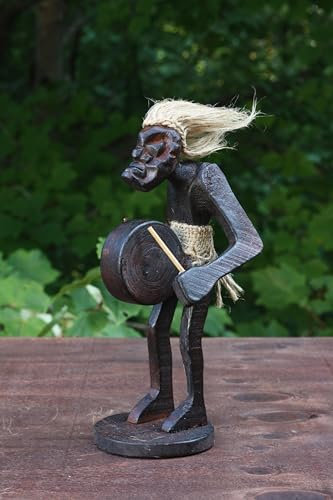 G6 Collection Handgefertigte hölzerne primitive Tribal lustige Statue Skulptur Tiki-Bar handgefertigtes einzigartiges Geschenk Heimdekoration Akzent Figur Dekoration Kunstwerk handgeschnitzt (spielt