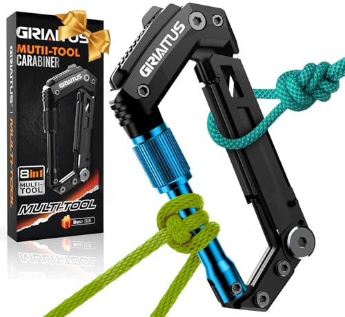 Regalo Uomo Festa del Papa Idee Regalo Moschettone Portachiavi 8en1 Multitool Moschettoni Attrezzo Multifunzione con Apribottiglie Righello Sega Cacciavite Regalo Papà