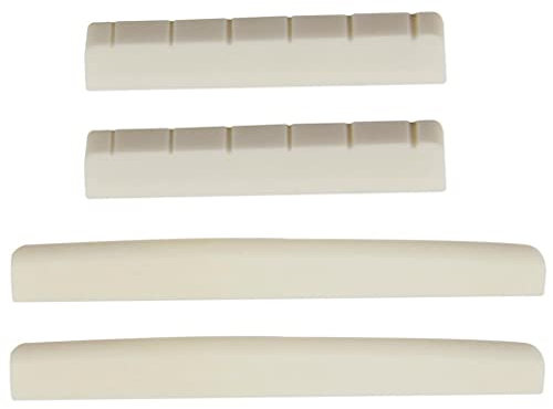 Klassische Gitarre Knochen Steg Sattel und Sattel Ersatz Set - Kompatibel mit Konzertgitarre - Natürliches Knochenmaterial - Einfache Installation - 2 Stück