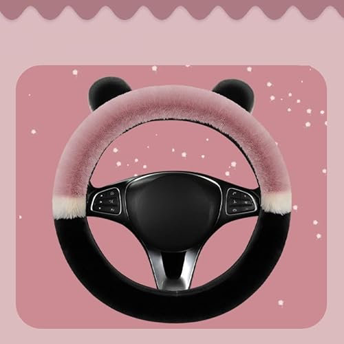 Flauschige Winter-Auto-Lenkradbezüge für Damen, weich, warm, Plüsch, niedlich, Auto-Innenzubehör für Fahrzeug, universal, rutschfest, flauschig, Standardgröße 34-39cm (Farbe der Bohnenpaste)