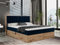 MKS MEBLE Boxspringbett 140x200 mit Bettkasten Eiche, Polsterbett 140x200 mit Matratze H3, Bett 140x200 mit Kopfteil, Bett mit Holzrahmen in Wotan Eiche - 140x200 - Dunkelblau Velvet - Albero-4