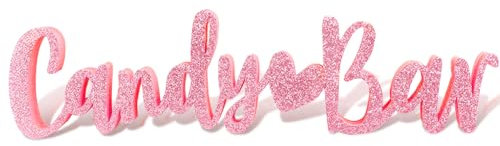 GEBETTER Decoración Mesa Candy Bar 30x7 cm Fieltro Purpurina Color Rosa Adorno Barra Dulces Fiestas Accesorio Decorativo Boda Cumpleaños Infantil Graduación Comunión Bautizo Baby Shower Confirmación